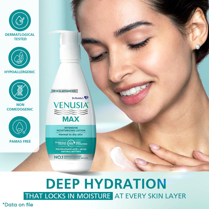 Dr. Reddy's Venusia Max Intensive Moisturizing Lotion, Repairs  Skin, Provides Soft & Smooth Skin, 300 GM