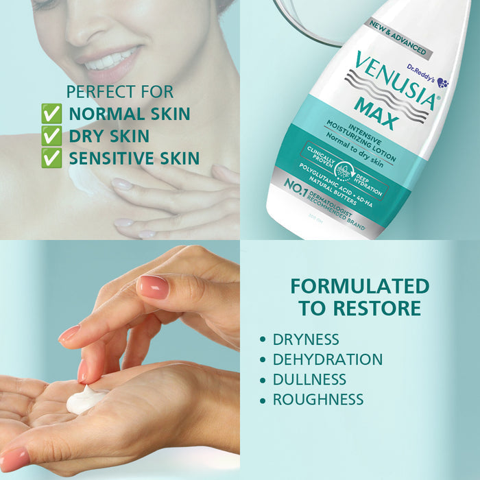 Dr. Reddy's Venusia Max Intensive Moisturizing Lotion, Repairs  Skin, Provides Soft & Smooth Skin, 300 GM