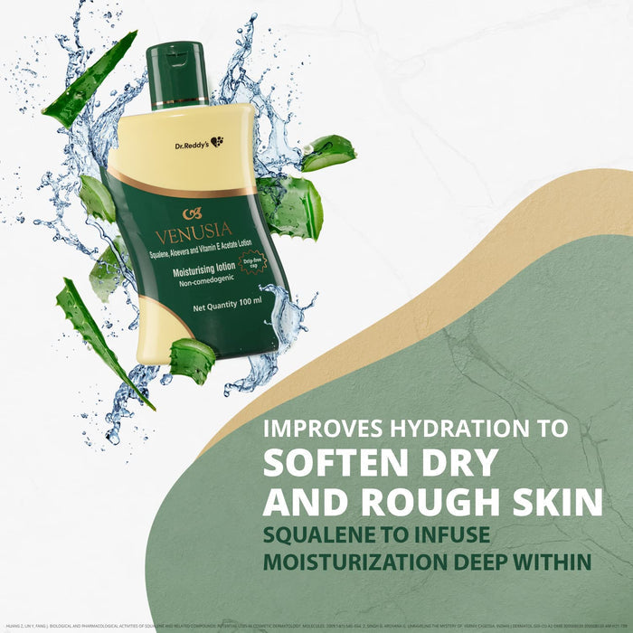 Dr. Reddy's Venusia Moisturizing Lotion With Aloe Vera, Vitamin E & Squalene,Smooth & Moisturized Skin,100 ML