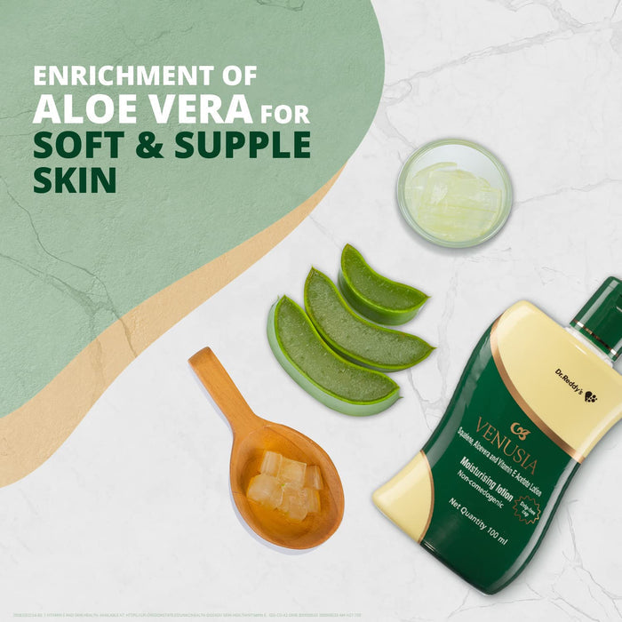 Dr. Reddy's Venusia Moisturizing Lotion With Aloe Vera, Vitamin E & Squalene,Smooth & Moisturized Skin,100 ML