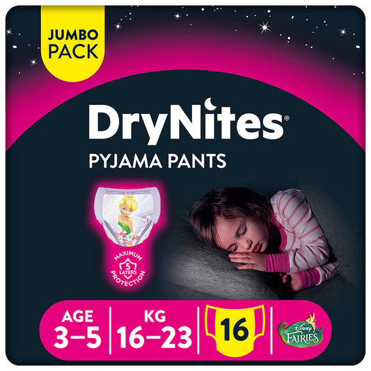 Drynites Pyjama Pants 3-5Years Girl 17-30Kg 16 Bed Wetting Pants