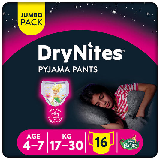 Drynites Pyjama Pants 4-7Years Girl 17-30Kg 16 Bed Wetting Pants