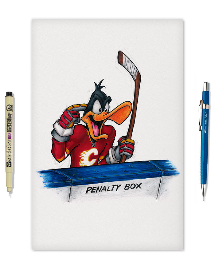 Duck Season Hockey Season x NHL Calgary Flames Daffy Duck Limited Edition Art Print