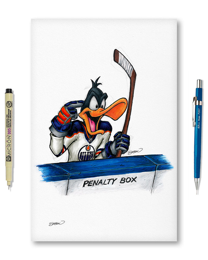Duck Season Hockey Season x NHL Oilers Daffy Duck Limited Edition Art Print
