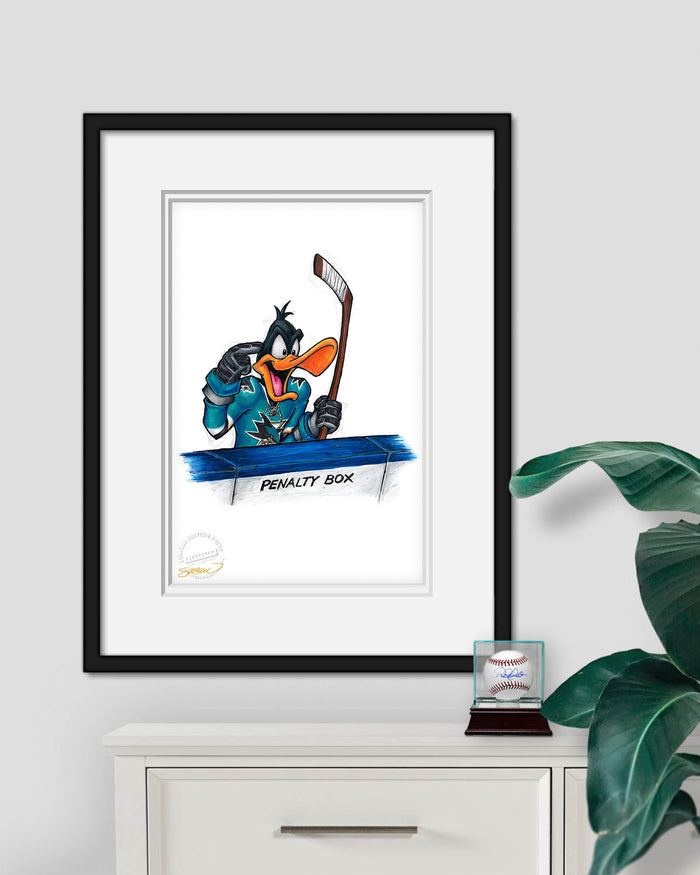 Duck Season Hockey Season x NHL Sharks Daffy Duck Limited Edition Art Print