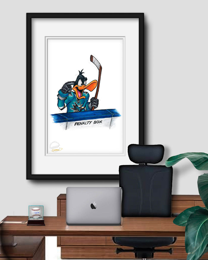 Duck Season Hockey Season x NHL Sharks Daffy Duck Limited Edition Art Print
