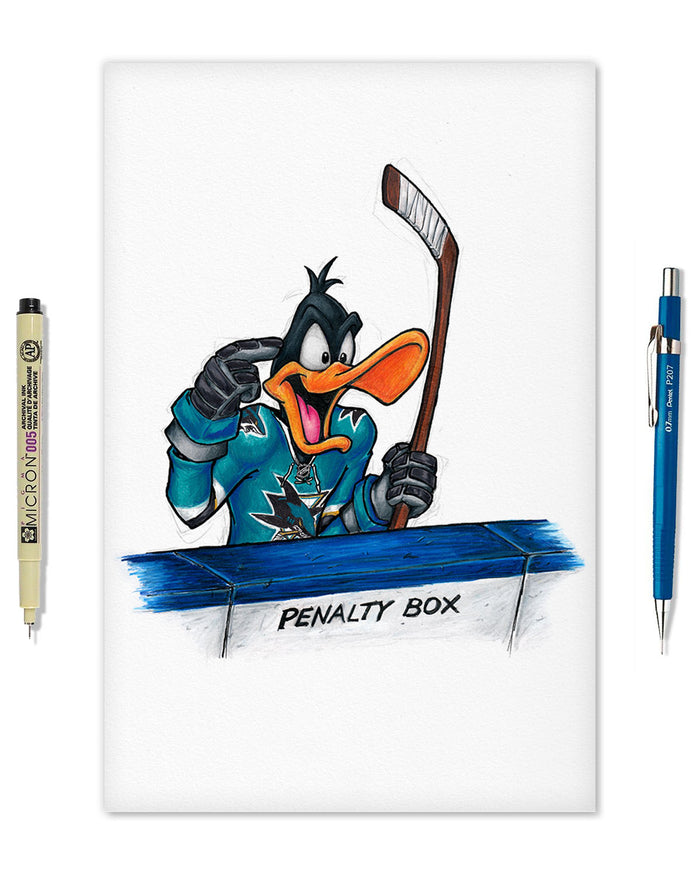 Duck Season Hockey Season x NHL Sharks Daffy Duck Limited Edition Art Print