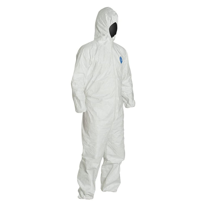 DuPont Tyvek Disposable Coverall with Hood, Elastic Cuff, White (Pack of 6)