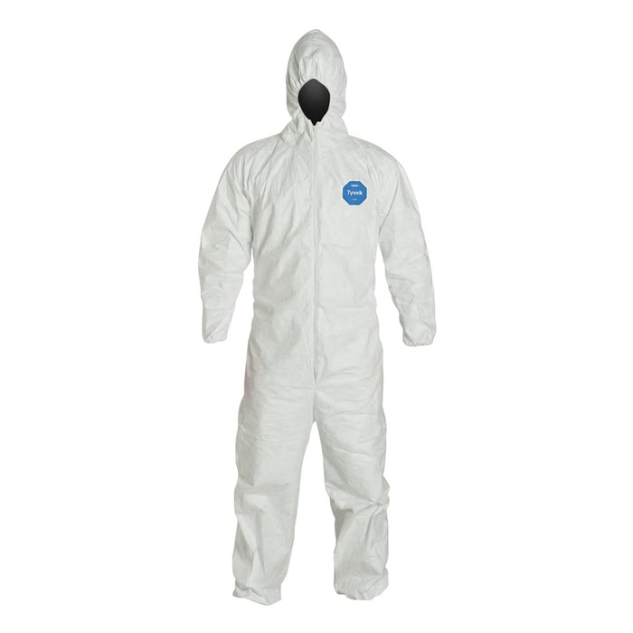 DuPont Tyvek Disposable Coverall with Hood, Elastic Cuff, White (Pack of 6)