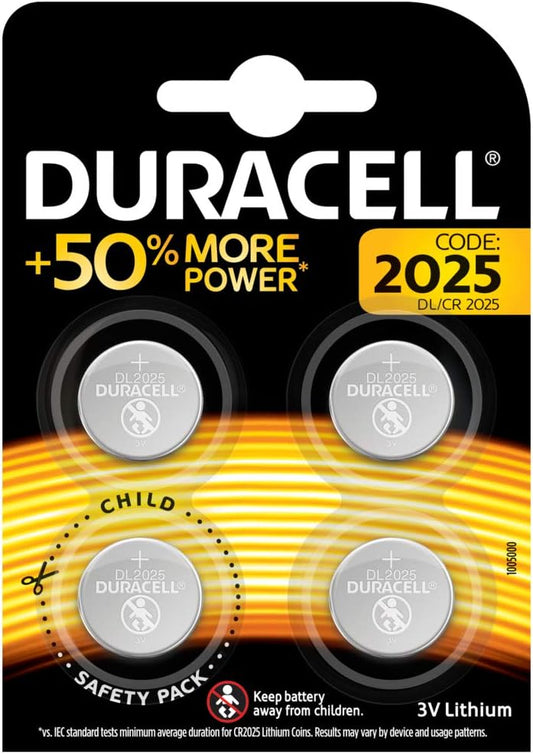 Duracell Specialty 2025 Lithium Coin Battery 3V, Pack Of 4