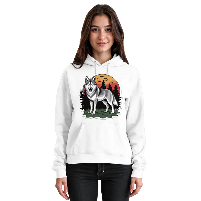 Arvenzo Lone Dusk unisex hoodie in Arctic White, front view showcasing a simple, cozy hoodie with a drawstring hood and soft fabric.