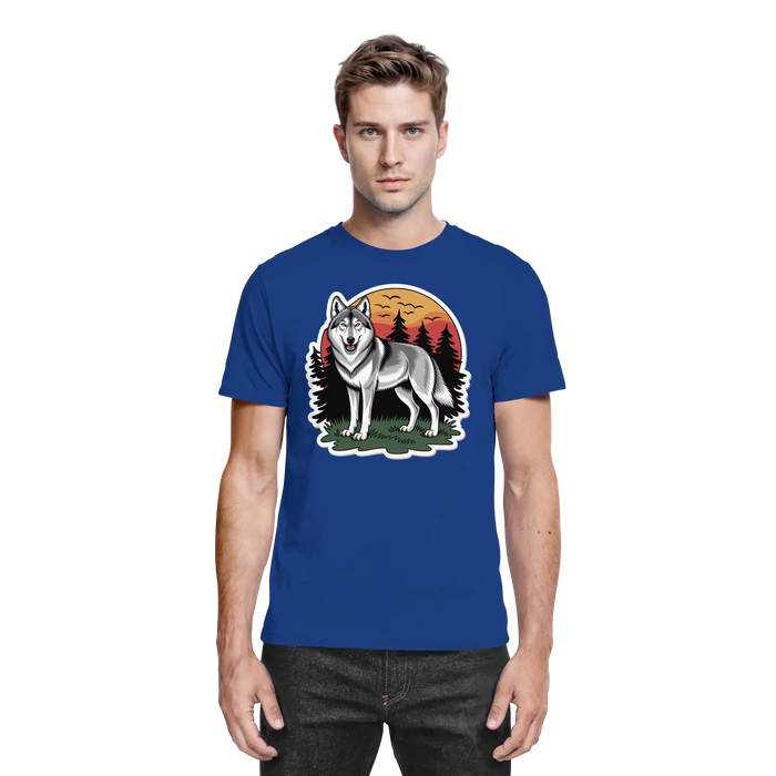 Front view of Arvenzo Lone Dusk unisex royal blue shirt with a clean design and classic fit.