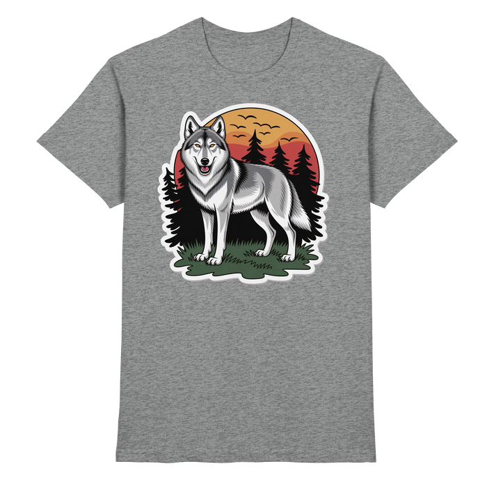 Front view of Arvenzo Lone Dusk unisex shirt in sports grey meliert, showcasing a sleek, casual design with a crew neckline.