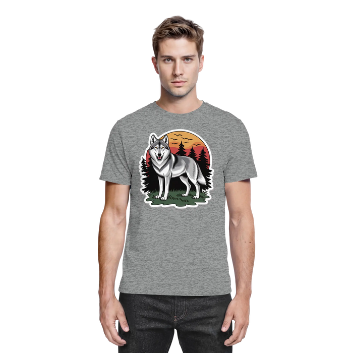 Front view of Arvenzo Lone Dusk unisex shirt in sports grey meliert, showcasing a relaxed fit and premium fabric.