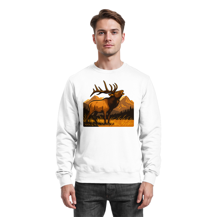 Arvenzo Elk Meadow Sweatshirt in Arctic White, front view showing a cozy, casual sweatshirt with a simple design.