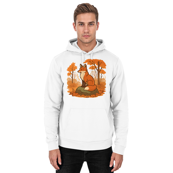 Arvenzo Ember Trail hoodie in Arctic White, front view showcasing unisex hoodie with a simple design and comfortable fit.