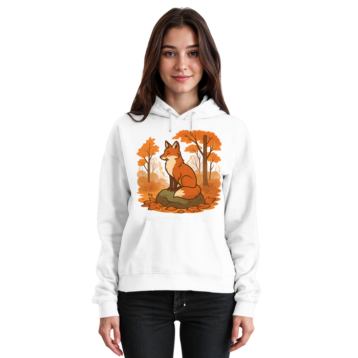 Arvenzo Ember Trail Hoodie in Arctic White, front view showing a basic unisex design with a soft fabric finish.