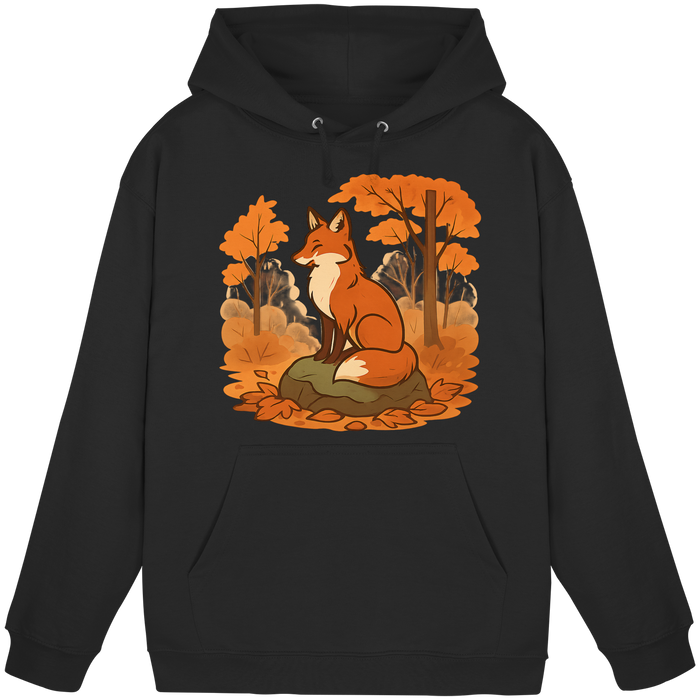 Black Arvenzo Ember Trail Hoodie front view, unisex design with a simple, clean look and soft fabric for casual wear.