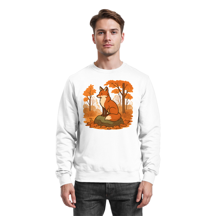Arvenzo Ember Trail sweatshirt in arctic white, front view showing classic crew neck and relaxed fit.