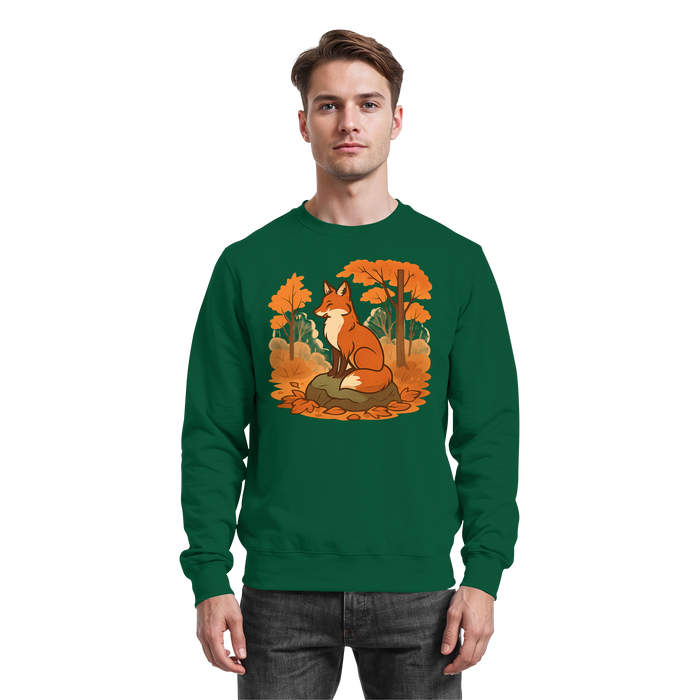 Arvenzo Ember Trail sweatshirt in bottle green, front view showing classic crewneck design and soft cotton fabric.
