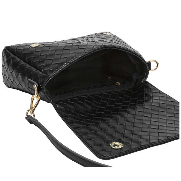 Every Other Flap Over Shoulder Clutch Cross Body Bag - Black