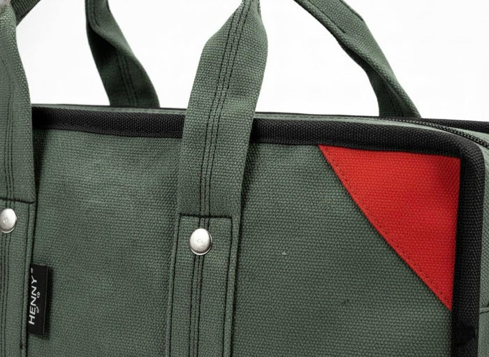 Extra Heavy Duty Canvas Tool Bag – ProMax Industrial Tool Storage Bag with 2 Inner Zipper Pockets (Green)