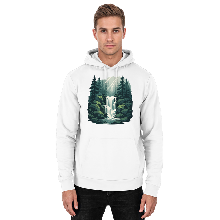 Arvenzo Fall Creek hoodie in arctic white, front view, unisex design, soft fabric, casual style for everyday wear.