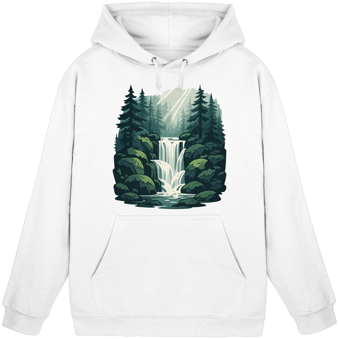 Arvenzo Fall Creek Hoodie in Arctic White, front view of a unisex casual hoodie with a simple design and soft fabric.