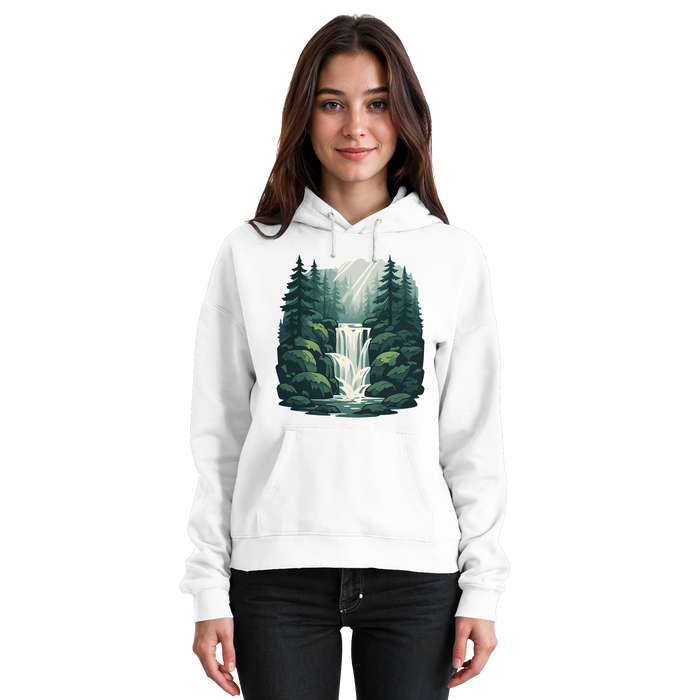 Arvenzo Fall Creek hoodie in arctic white, front view, unisex casual hoodie with a simple design and soft fabric.