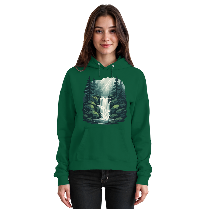 Arvenzo Fall Creek Hoodie in bottle green, unisex front view showing soft fabric and comfortable fit.