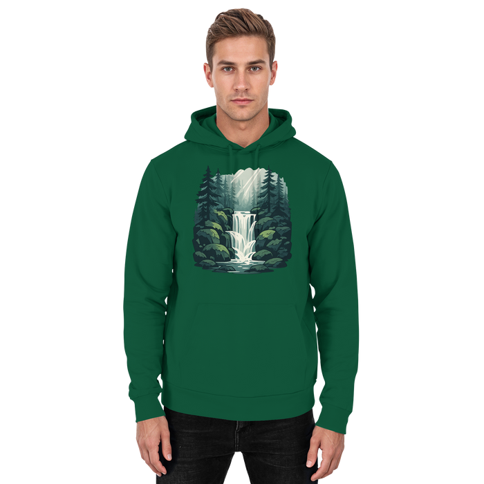 Arvenzo Fall Creek Hoodie in bottle green, unisex front view showing casual hoodie design and comfortable fit.