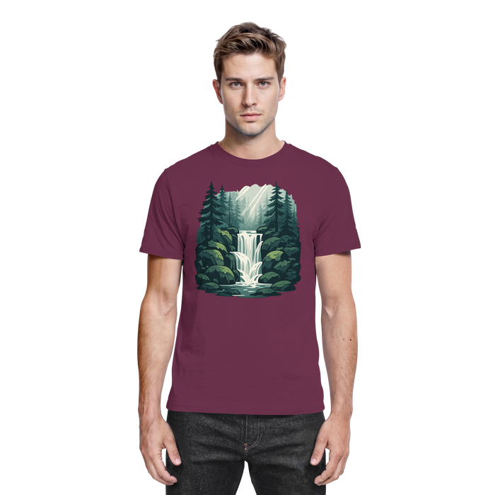 Front view of Arvenzo Fall Creek unisex shirt in burgundy with a classic crew neck and premium fabric.
