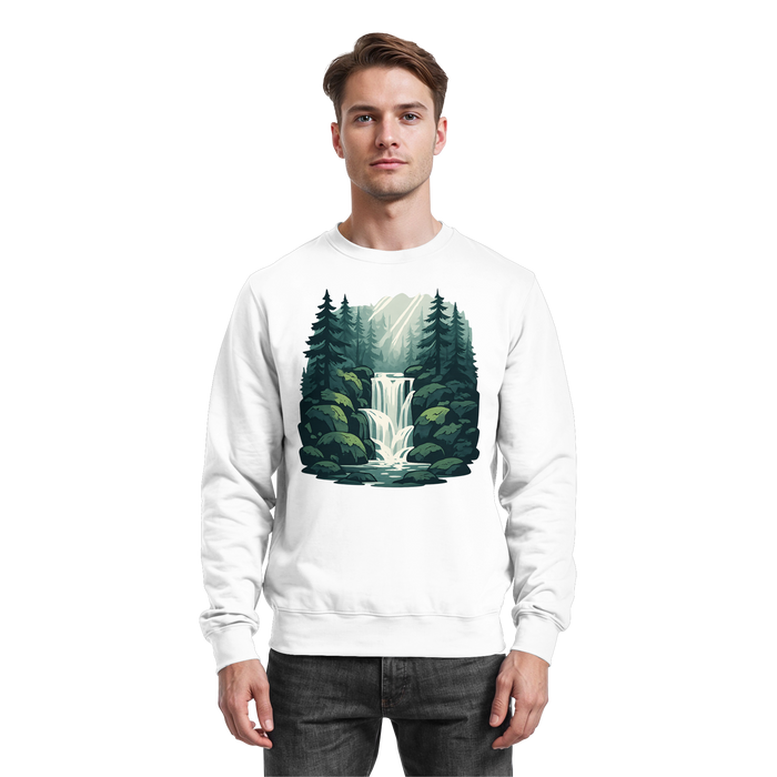 Arvenzo Fall Creek sweatshirt in Arctic White, front view showing classic crewneck design and soft fabric texture.