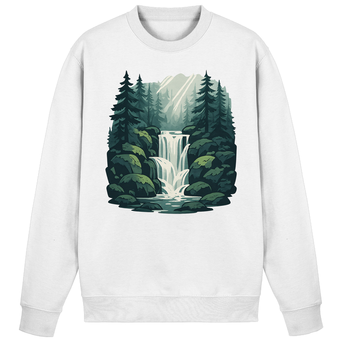 Arvenzo Fall Creek sweatshirt in arctic white, front view showcasing the classic crewneck design and soft fabric.