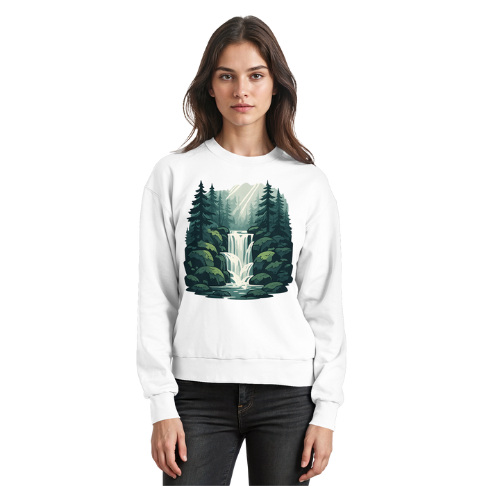 Arvenzo Fall Creek sweatshirt in arctic white, front view showing a casual cotton sweatshirt with a round neckline.