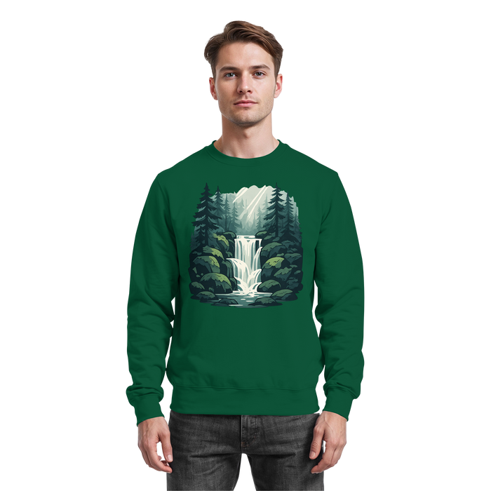Arvenzo Fall Creek sweatshirt in bottle green, front view showing the casual, comfortable fit and classic crewneck design.