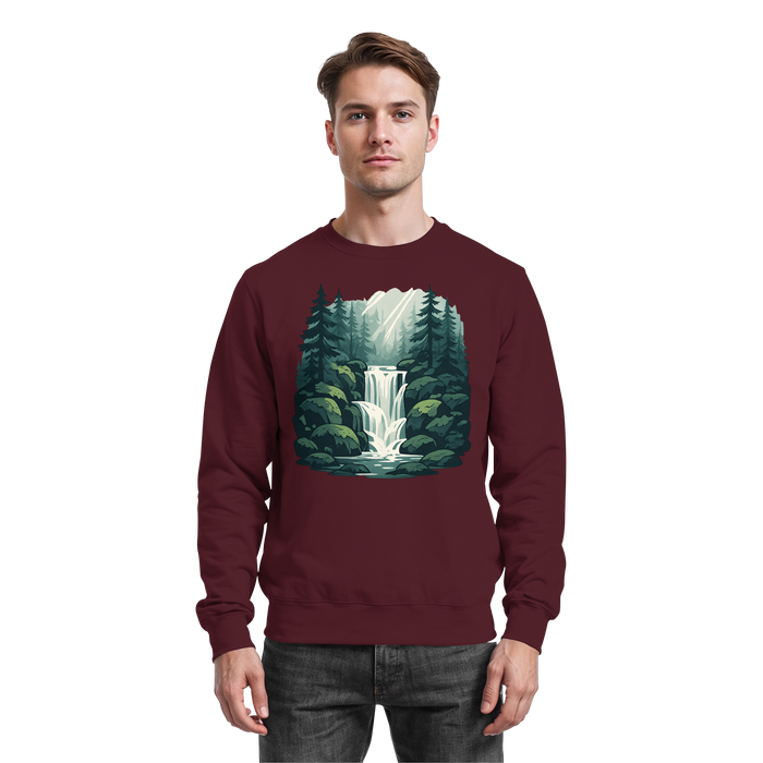 Arvenzo Fall Creek sweatshirt in burgundy, front view showing a classic crewneck design and soft fabric.
