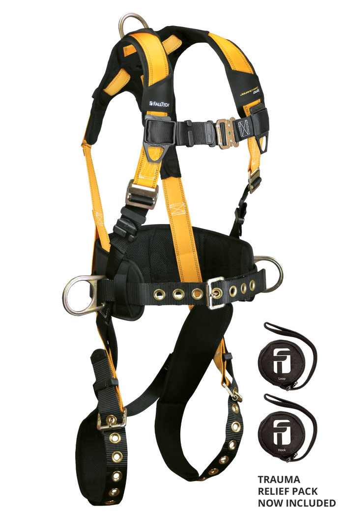 Falltech Journeyman Flex® Steel 3D Construction Belted Full Body Harness, Tongue Buckle Leg Adjustment #7035 - Ironworkergear