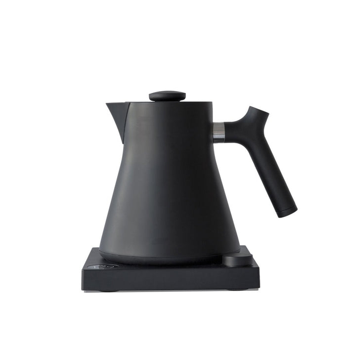 Black electric kettle on a white background
