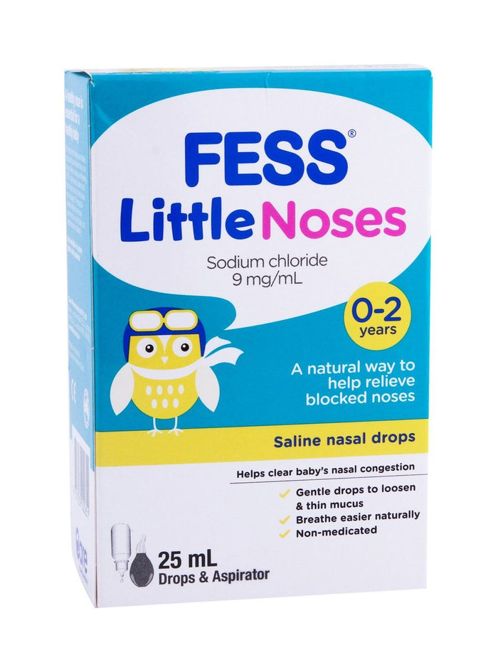 Fess Little Noses Non-Medicated Saline Drop & Aspirator for Blocked Nose, 25ml - Makkah Pharmacy