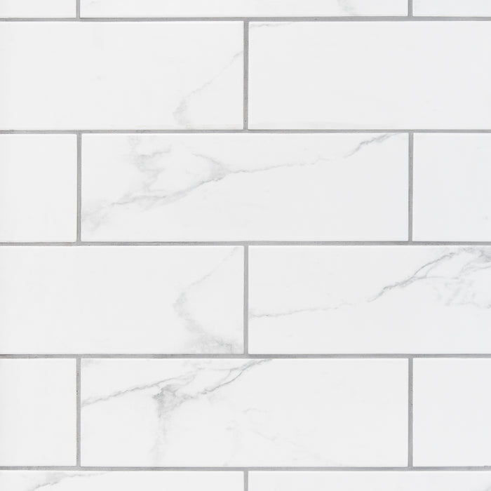 Flat Matt Carrara 10 x 30cm Brick Tile - 1.02sqm perbox