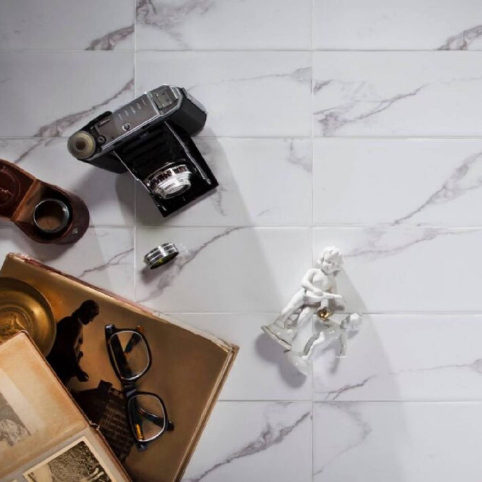 Flat Matt Carrara 10 x 30cm Brick Tile - 1.02sqm perbox