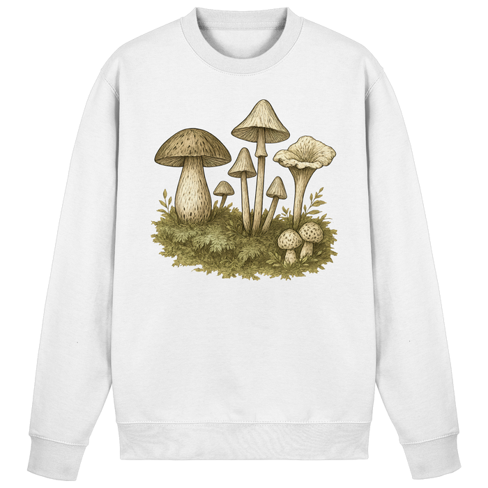 Arvenzo Forest Floor sweatshirt in Arctic White featuring a simple front design, soft cotton fabric, and comfortable fit.