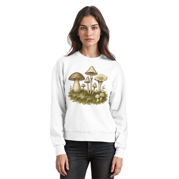 Arvenzo Forest Floor Sweatshirt in Arctic White with a simple front view, showcasing a cozy casual sweatshirt design.