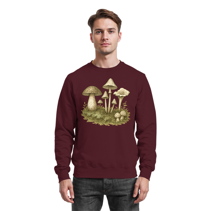 Arvenzo Forest Floor Sweatshirt in burgundy with a front design, casual long-sleeve sweatshirt made from comfortable fabric.