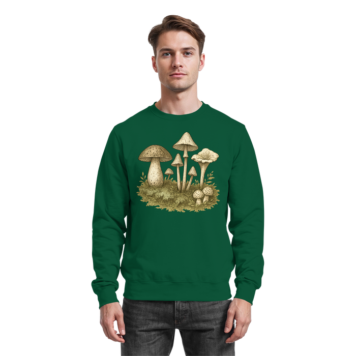Arvenzo Forest Floor Sweatshirt in bottle green, front view showing a cozy, casual sweatshirt with forest-inspired design.