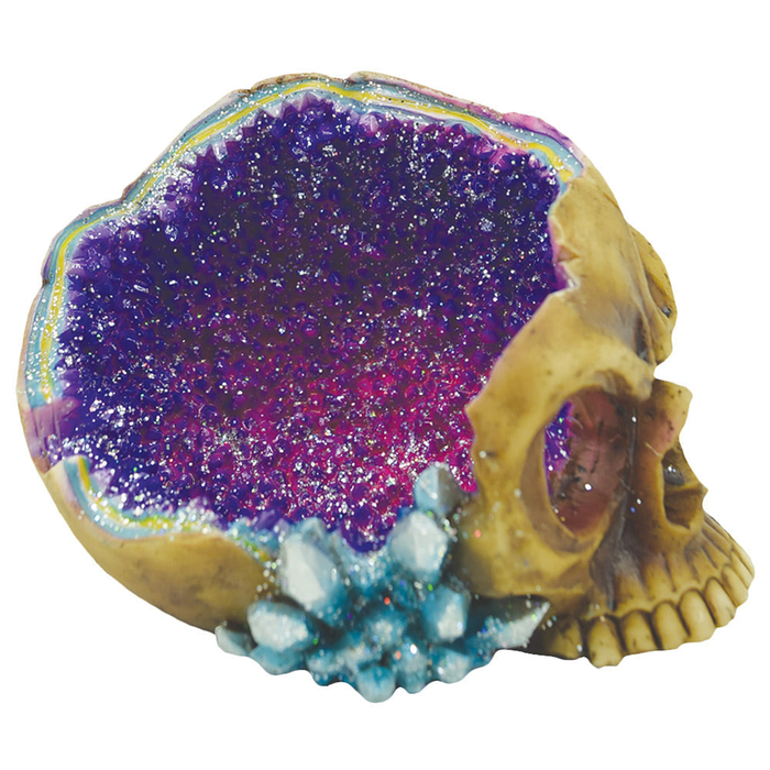 Fujima Skull Polyresin Ashtray with Geode Design INHALCO