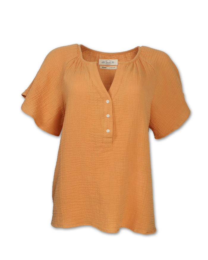 GAUZE RAGLAN SLEEVE TOP