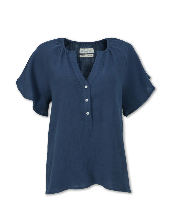 GAUZE RAGLAN SLEEVE TOP