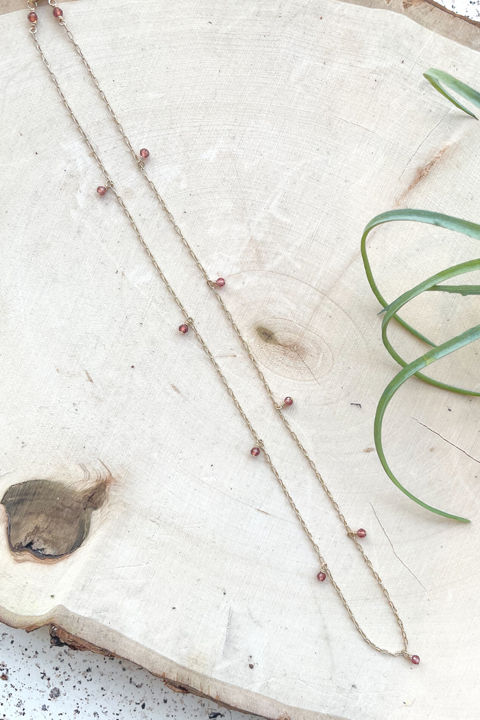 Elysium Delicate Gold Choker Necklace in Garnet